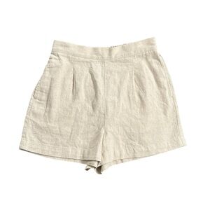 Women's High-Waist Linen-Blend Shorts in Natural